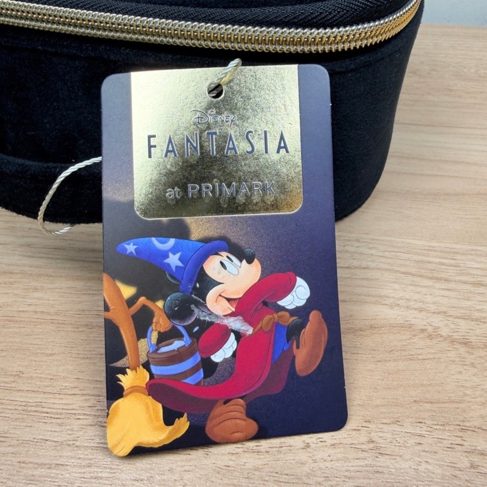 Disney Primark Fantasia Cosmetic Makeup Bag Black Sorcerer Mickey Velvet‎ NWT - Picture 8 of 10